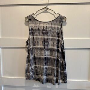 Torrid Black and Gray Tie-Dye Tank Top